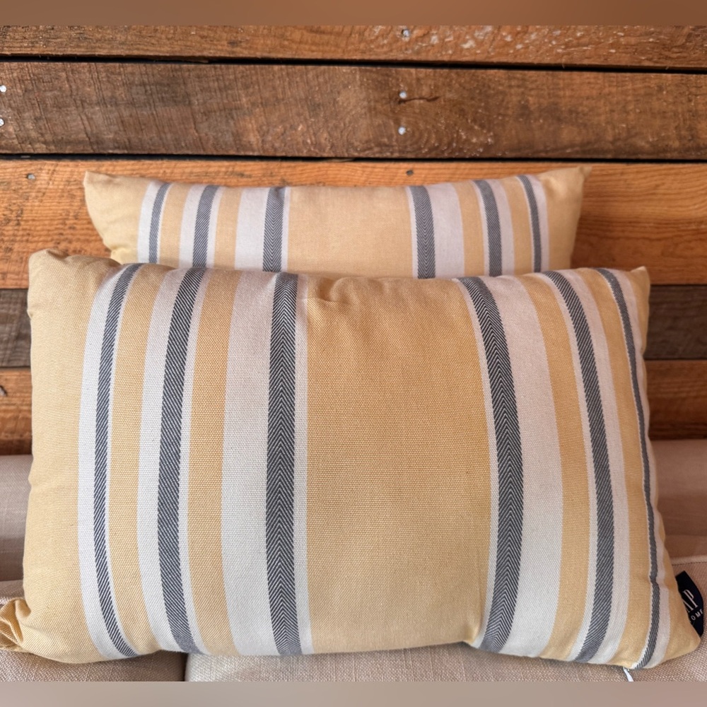GAP Home Yellow & White Striped Throw Pillows x 2